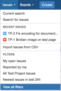 Open "View all filters" in JIRA