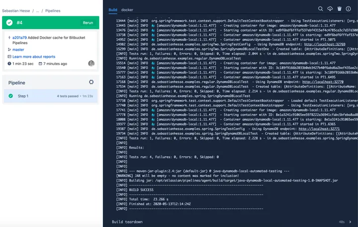 Using DynamoDB Local and Testcontainers in Java within Bitbucket Pipelines