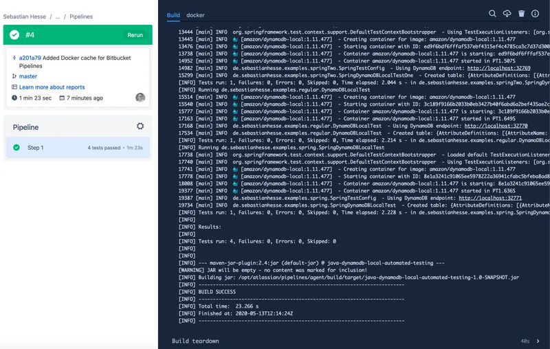 Using DynamoDB Local and Testcontainers in Java within Bitbucket Pipelines